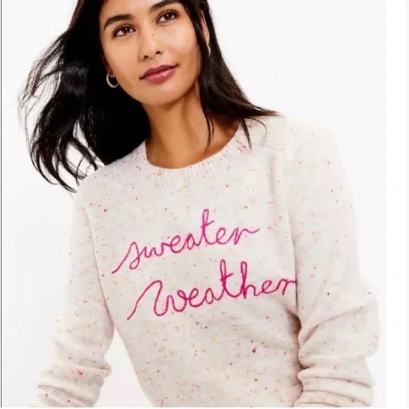LOFT Sweaters - Ann Taylor LOFT 'Sweater Weather' Embroidered Motif Graphic Sweater XS